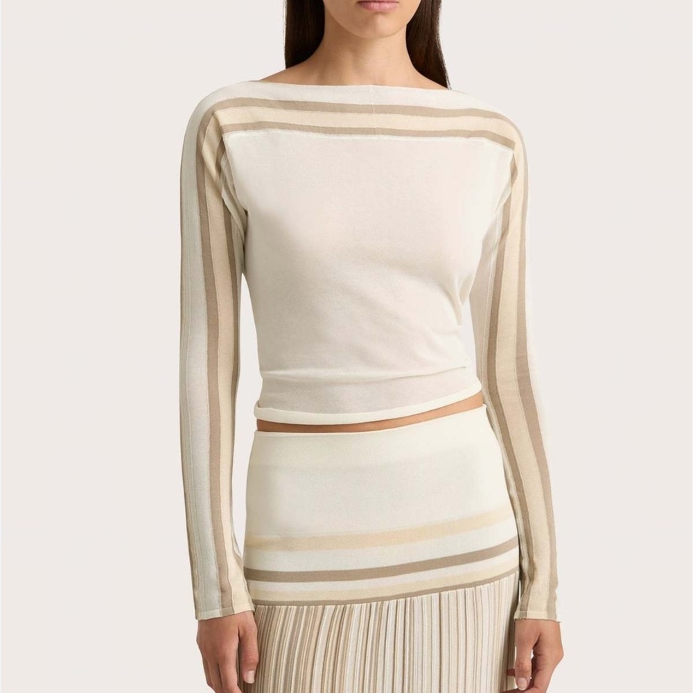 Faithfull the Brand Beige and Cream Knit Top Size 4